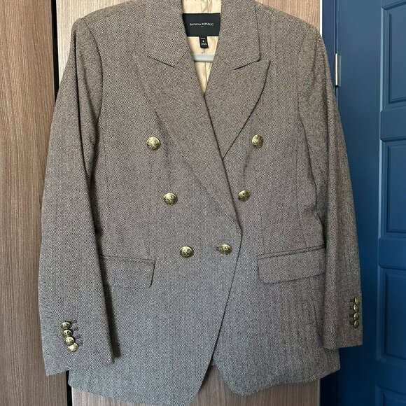 Banana Republic NWOT Herringbone Icon Blazer - Size 8P - Picture 1 of 5